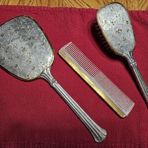 Vintage Silver and Gold Vanity Set